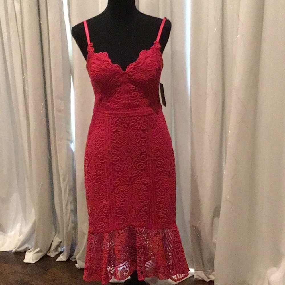 NWT Guess Pink lace/overlay dress